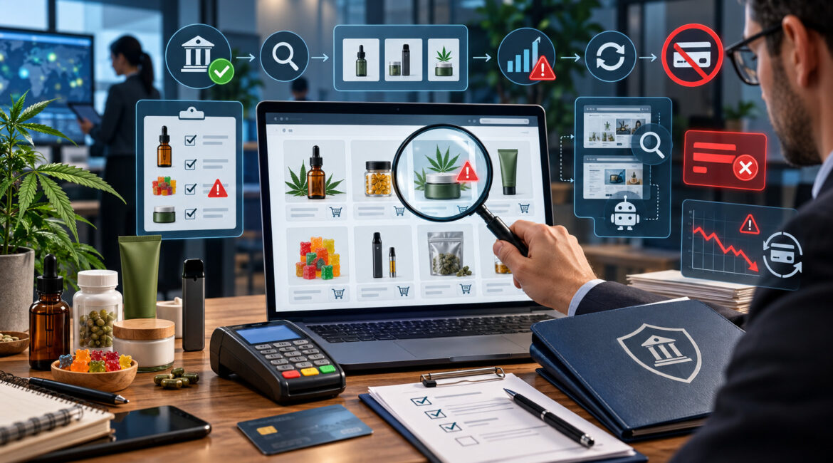 CBD merchant account compliance review with website rescan and payment risk alerts